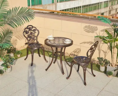 Mesa y silla de aluminio fundido al aire libre Villa Courtyard Garden Leisure Balcón al aire libre de estilo europeo