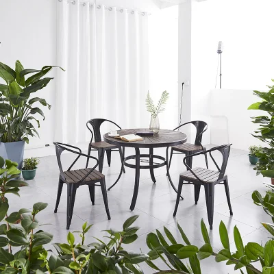 Mobiliario de restaurante Jardín de Madera de plástico comedor exterior Mesa de aluminio Y la silla