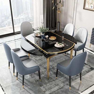 La parte superior de cristal templado de diseño funcional de un moderno comedor mesa de comedor redonda