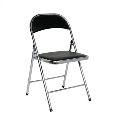 Commercialine silla plegable de metal negro con negro acolchado del asiento de vinilo silla Breakroom