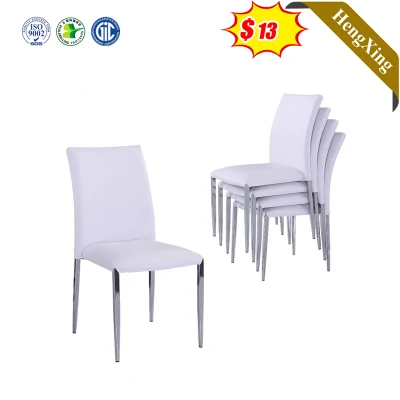 Comercio al por mayor de cuero blanco Comedor Restaurante Conjunto de muebles de cuero de patas de metal plegables de plástico de huevo sillas de comedor