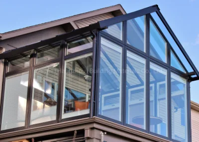 Diseño moderno solarium doble acristalamiento de aluminio con vidrio de seguridad y el Marco de aluminio de color personalizado para la extensión de vidrio de balcón y sala al aire libre
