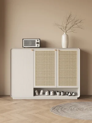  Salón con muebles modernos de ratán Rack de almacenamiento de zapatos Zapatos de alta calidad Zapata stand Mobiliario de casa armario rack