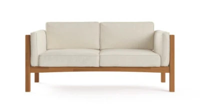 China Mayorista de fábrica de diseño moderno patio jardín Salones de madera con tela acolchada nórdico contemporáneo fácil sofá de madera de exterior