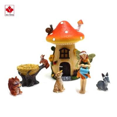  Juego de jardín en miniatura personalizado hada Figurita Casa de setas pequeña Mesa Presidente