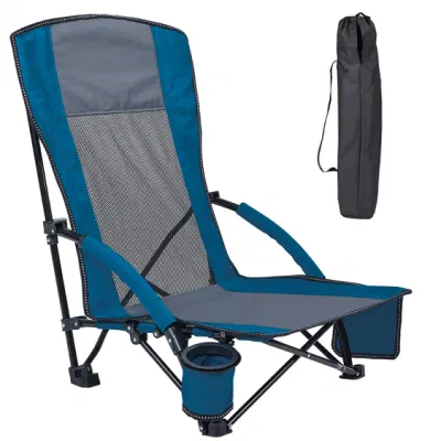  Bolsa de transporte de malla de respaldo alto adultos asiento bajo plegable ligero Silla de playa