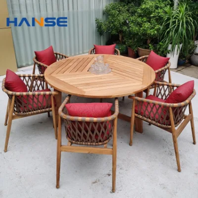 Comercio al por mayor evento de Patio de aluminio exterior mesas y sillas y mesa de comedor mesa de jardín de madera de plástico