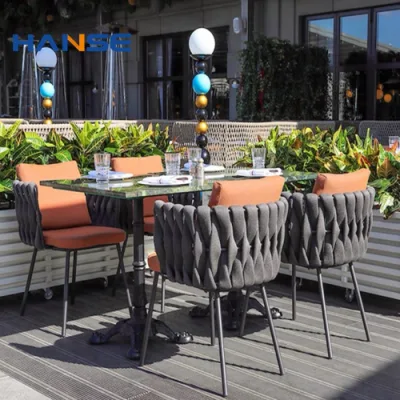 Comercio al por mayor evento de Patio de aluminio exterior mesas y sillas y mesa de comedor mesa de jardín de madera de plástico