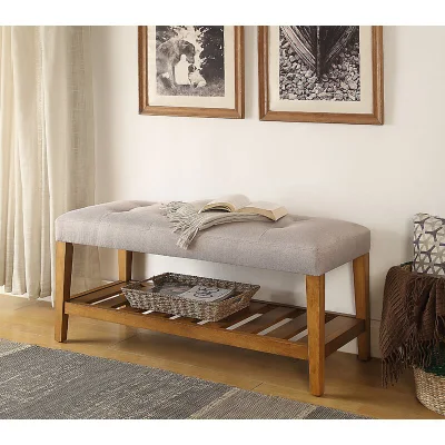 Muebles de hogar de almacenamiento Rack MDF Zapata banco con un paño de color gris claro alfombrilla para Salón