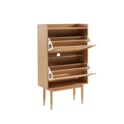 Nova de madera maciza de diseño moderno salón de ratán zapato 2 Cajones del armario rack de la zapata de Made in China