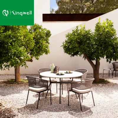 Patio Bistro francés de Exteriores Muebles de jardín de ocio de la cuerda de aluminio mesa de comedor de Cafe