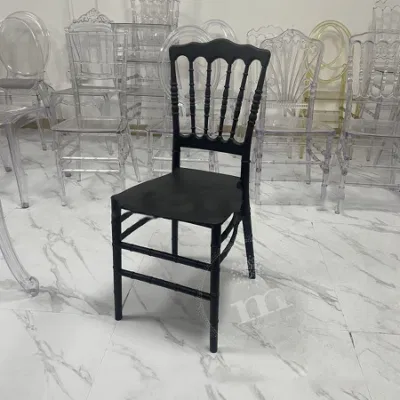 Mobiliario de jardín de bodas de plástico de resina Negro Tiffany Sillas