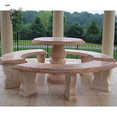  China Proveedor de lujo Muebles de jardín la ronda de la Piedra Natural Tabla de mármol Mtc-010
