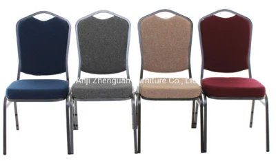Fabricante profesional de tela apilable Borgoña Corona Metal Acero Hotel Sillas para banquetes con mobiliario de comedor (ZG10-003)