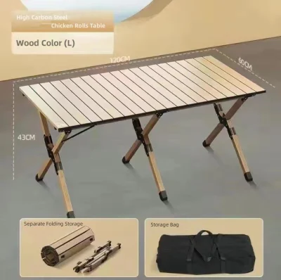  Gran Acero al carbono Ocio al aire libre Camping Mesa plegable Pollo portátil Mesa de rodillos