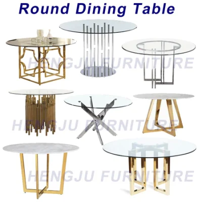 El Lujo moderno restaurante juego de mesa y silla de acero inoxidable muebles mesa de comedor rectangular con tapa de cristal o mármol mármol