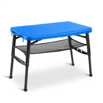 Garantía de 2 años almacenamiento negro pequeño plegable regulable en altura de la tabla de camping