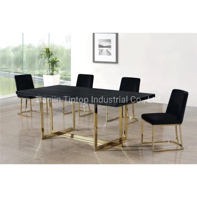Hotel de estilo europeo Silla de Comedor de terciopelo de la Pierna de acero inoxidable Silla de Comedor