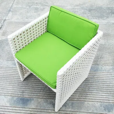 9pcs White Wicker Garden Rattan Cube Set Outdoor Table y. Sillas