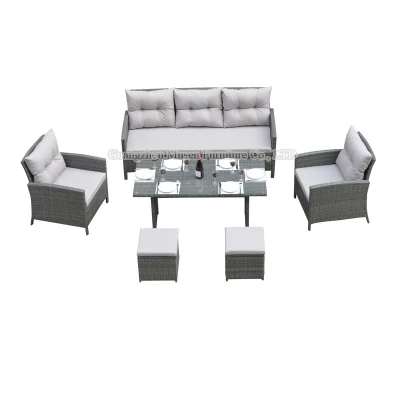 OEM ODM&amp;el ahorro de espacio y la mesa rectangular de Comedor Silla apilable plazas patio jardín mobiliario de exterior Kd sofá