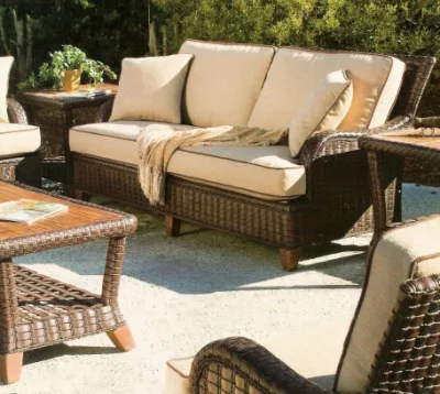 Conjunto bistró pequeño jardín al aire libre de ocio Rattan muebles de mimbre 4 sillas y mesa de 1