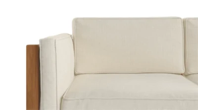China Mayorista de fábrica de diseño moderno patio jardín Salones de madera con tela acolchada nórdico contemporáneo fácil sofá de madera de exterior
