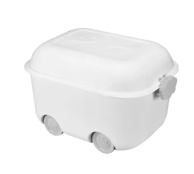 Caja de almacenamiento de juguete de plástico con tapa de cierre la caja de almacenamiento sobre ruedas