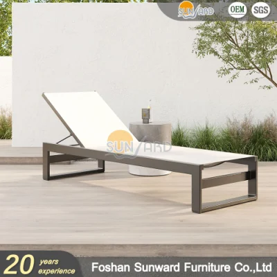  Moderno patio de aluminio con chaise Lounge ajustable con baños de sol para Textilence Todo el tiempo