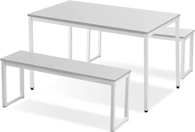 Nova 3 piezas Casa Rural Cocina Mesa comedor Mesa conjunto Con 2 Benches