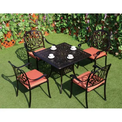  Nuevo diseño Balcón comedor Mesas y Sillas aluminio fundido exterior Mesas y sillas