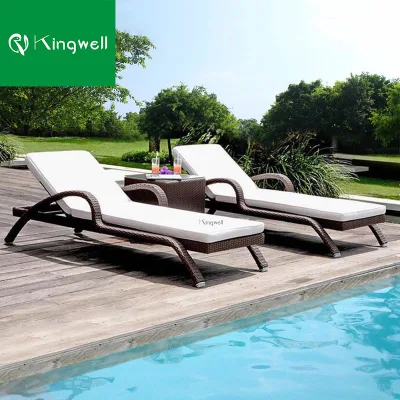 Moderno Chaise Lounge Piscina Sillas Playa relleno Ratán Sol Tumbona para exterior