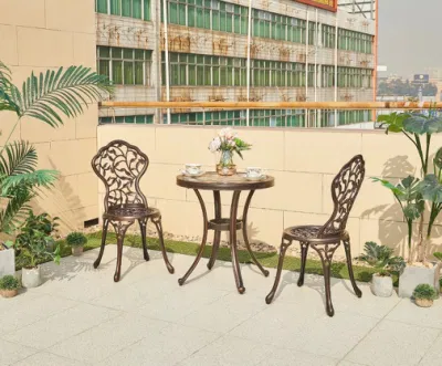 Mesa y silla de aluminio fundido al aire libre Villa Courtyard Garden Leisure Balcón al aire libre de estilo europeo