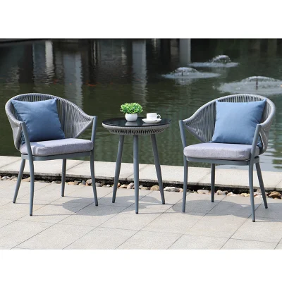  Bistro Mobiliario de patio exterior KD Table Rope Balcón al aire libre Mesa y sillas