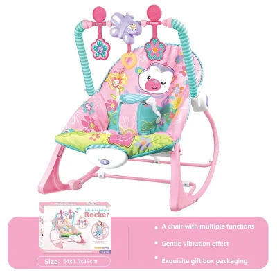 Uso en el hogar de juguete infantil de dibujos animados para dormir, silla mecedora y columpio relajante para bebés con música y vibración.