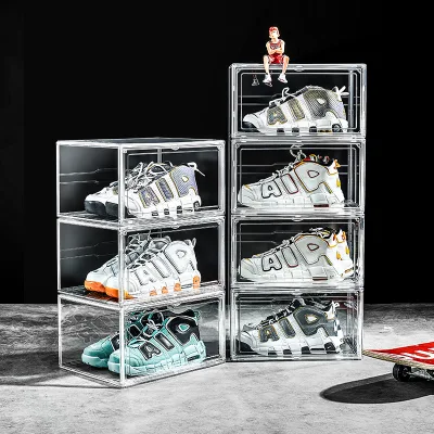  Caja de almacenamiento de zapatos, organizador de zapatos apilable de plástico transparente para el armario, contenedores de zapatillas y soportes.
