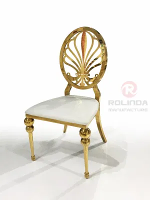  Phoenix Oro Acero inoxidable espalda tallada exquisito Diseño Europeo Blanco Silla de cuero