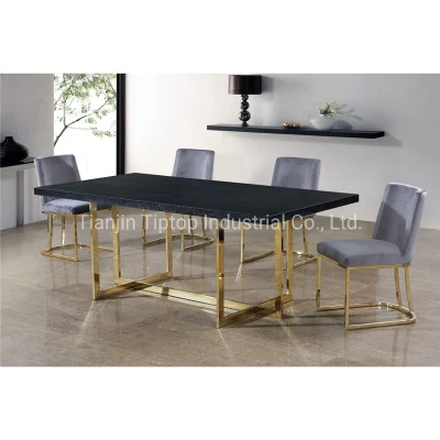 Hotel de estilo europeo Silla de Comedor de terciopelo de la Pierna de acero inoxidable Silla de Comedor