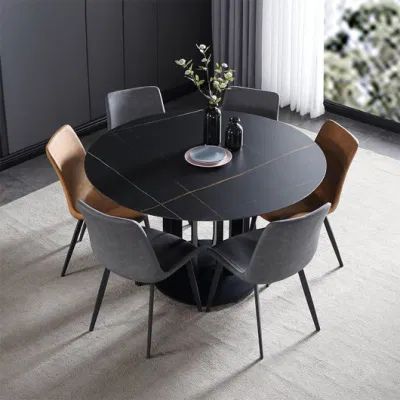 ODM OEM Inicio Mobiliario de Hotel Juego de mesa de mármol rotación redonda Restaurante Sintered Stone, mesa y silla