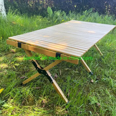 Plegado de bambú Camping mesa de picnic de madera al aire libre campamento plegable Tabla de viajes