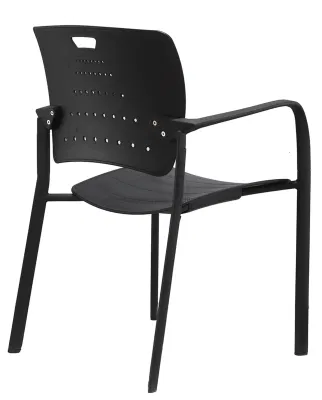 Marco recubierto de metal de color negro de plástico plegable Cubierta de asiento de atrás del tubo de 25mm de espesor 1,8 mm de la Sala de Conferencias Cátedra