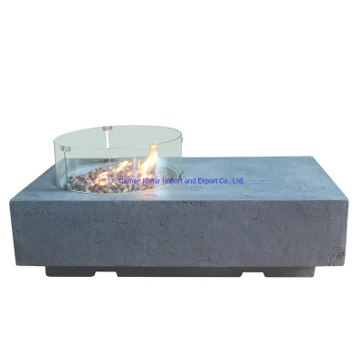  Mesa de fogata de gas rectangular al aire libre, mesa de café para jardín al aire libre