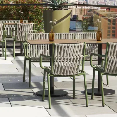 Jardín al aire libre Muebles de aluminio Patio Bistro cuerda Weaving silla y.. Juego de tablas