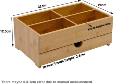  Bamboo Makeup Organizer, Extra Grande - Countertop Display cajones de almacenamiento para maquillaje Pinceles, Cosméticos y Perfume - fácil montaje - ideal para Dresser, dormitorio &amp;