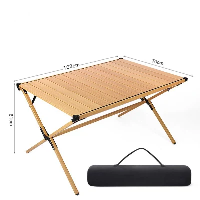 Utilidad aluminio ligero Camping Picnic portátil exterior plegable rollo de huevo Mesa de mesa con una bolsa de transporte