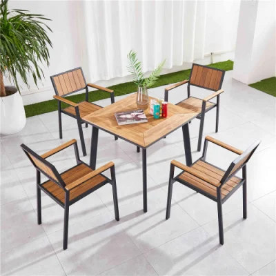 Jardín de ocio al aire libre comedor moderno Café Cafe silla de aluminio con madera de plástico
