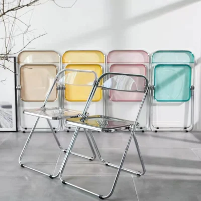  Color transparente fresca pequeña silla de comedor plegable