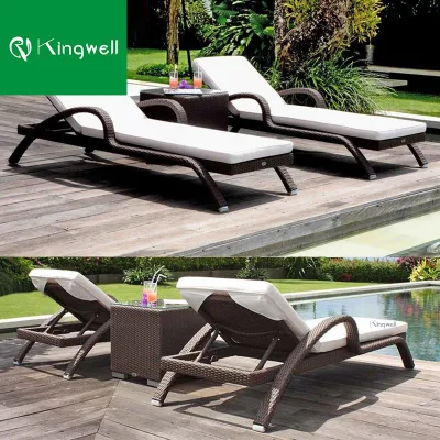 Moderno Chaise Lounge Piscina Sillas Playa relleno Ratán Sol Tumbona para exterior