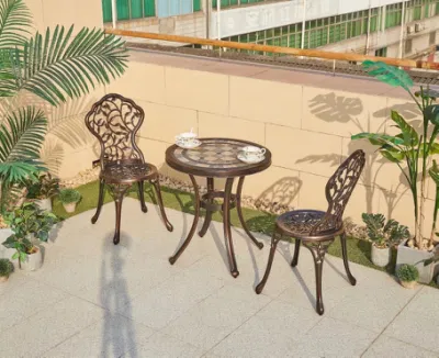 Mesa y silla de aluminio fundido al aire libre Villa Courtyard Garden Leisure Balcón al aire libre de estilo europeo