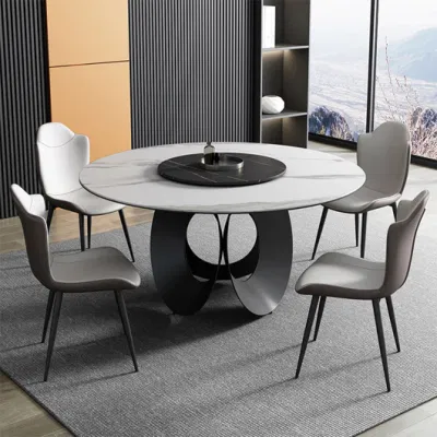 ODM OEM Inicio Mobiliario de Hotel Juego de mesa de mármol rotación redonda Restaurante Sintered Stone, mesa y silla