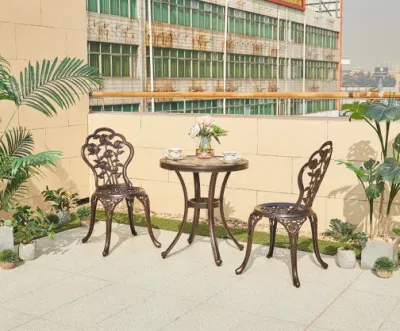Mesa y silla de aluminio fundido al aire libre Villa Courtyard Garden Leisure Balcón al aire libre de estilo europeo
